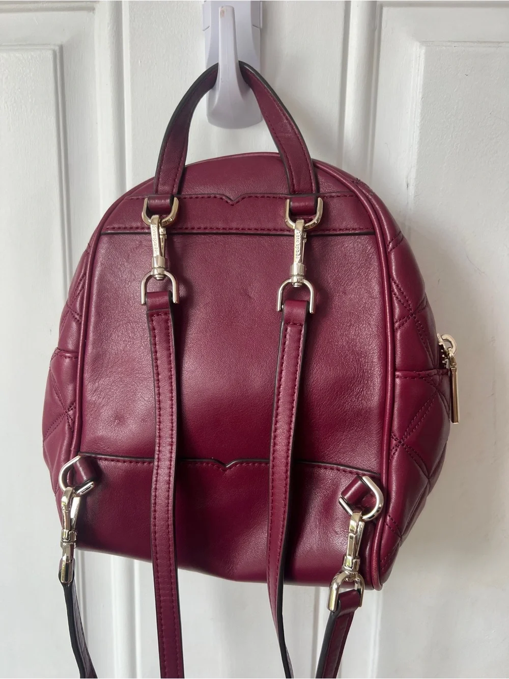 kate spade Quilted Wine Red Mini Backpack with Gold Hardware